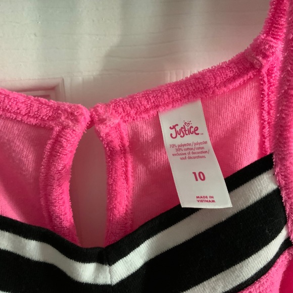 Justice bright pink Short Romper size girls 10 - Picture 3 of 3